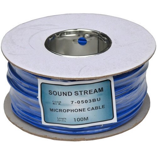 Кабель мікрофонний "Sound Stream" 2 жили, діам.-4мм, синій, на котушці, 100 м від компанії Радіопрофіль - фото 1