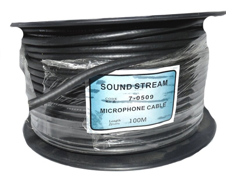 Кабель микрофонный "SoundStream", 4 жилы, (16х0,2мм. кв.), диам.- 7,2мм, чёрный 100 м ##от компании## Радиопрофиль - ##фото## 1