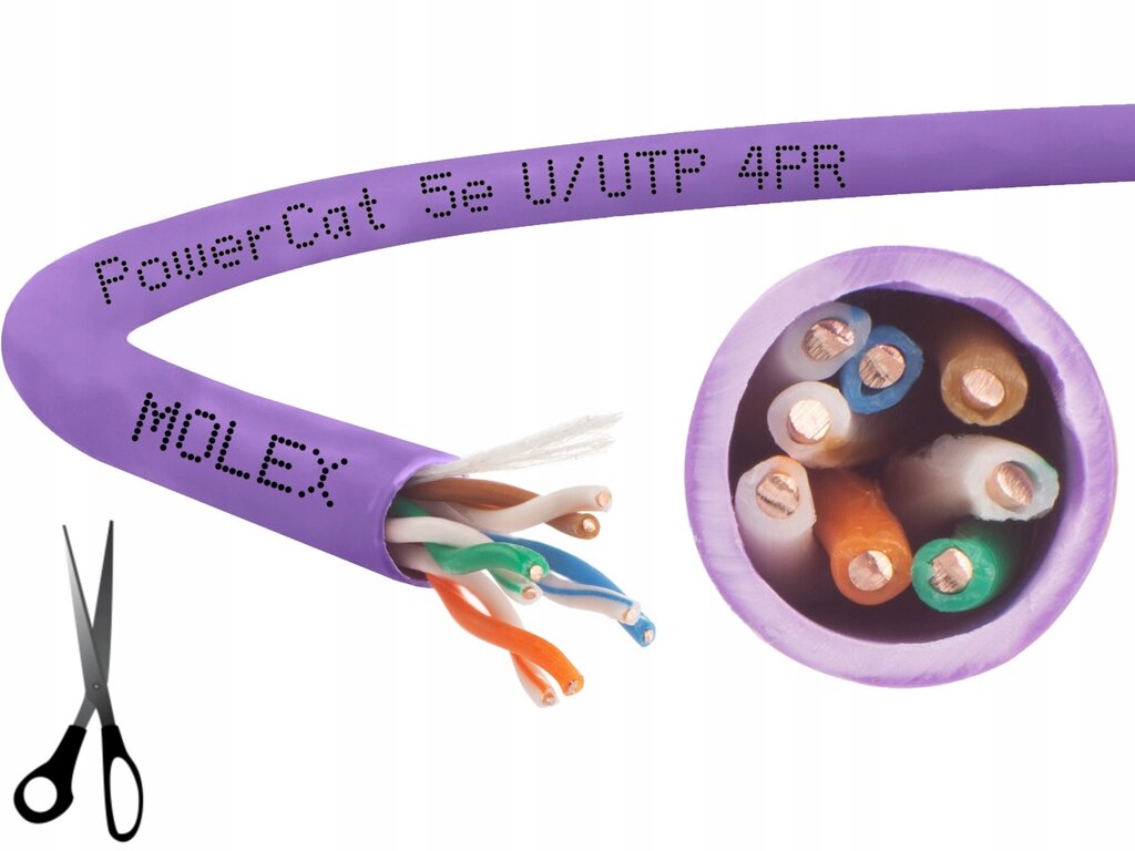 Кабель вита пара Molex U/UTP Cat. 5E LSOH 4х2х0,51 фіолетовий на відріз 1м від компанії Радіопрофіль - фото 1