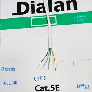 Кабель витая пара Dialan UTP Cat5E 4PR Cu 0,48 мм PVC Indoor 305 м