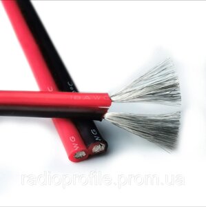 Провід силіконовий 2х18 AWG - 2х0.75 кв. мм (150х0.08) плоский червоний/чорний 100м