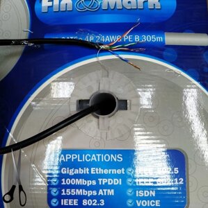 Кабель вита пара зовнішній FinMark UTP CAT5E 4P 24AWG PE B 4х2х0,51, на відрізний