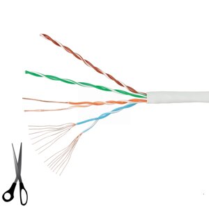 Патч-кабель вита пара КГПВ-ВП (100) 4х2х0,48 (U/UTP-cat. 5Е-SL patch AWG26) OK-net Одескабель на відріз 1м
