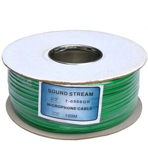 Кабель аудіо-відео "Sound Stream" 2 жили, діам.-6мм (В-01), зелений, на котушці, 100 м