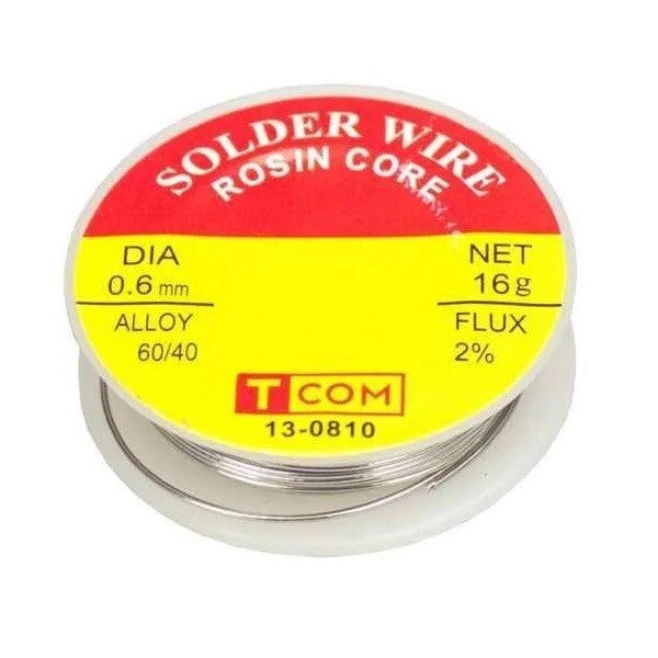 Припій Tcom ПОС-60 з флюсом 2% solder wire діам. 0,6 мм 16 г від компанії Радіопрофіль - фото 1