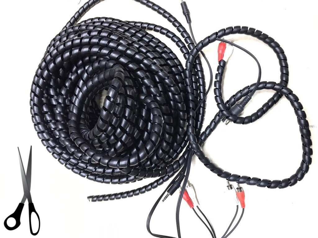 Спиральная кабельная оплетка (спиральный тюбинг) РР 20 мм чёрный 1 м ##от компании## Радиопрофиль - ##фото## 1