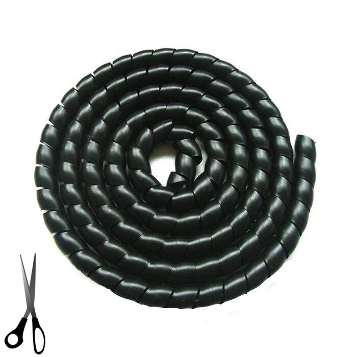 Спиральная кабельная оплетка (спиральный тюбинг) РР 25 мм чёрный 1 м ##от компании## Радиопрофиль - ##фото## 1
