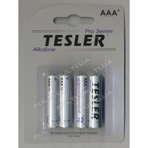 Батарейка TESLER Alkaline LR03-4 size AAA від компанії Інтернет-магазин "Pulti.shop" - фото 1