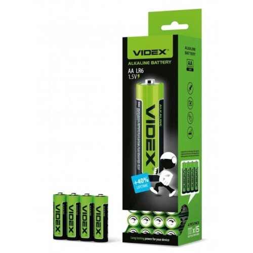 Елементи живлення VIDEX ALKALINE LR6 size AA 4 шт. в упаковці від компанії Інтернет-магазин "Pulti.shop" - фото 1