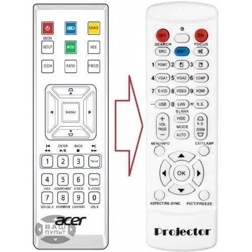 Пульт для проектора ACER E-26191 (X113) (аналог) від компанії Інтернет-магазин "Pulti.shop" - фото 1