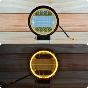 Світлодіодна LED фара робоча 72W +Жовтий ДХО (товщина 50мм)