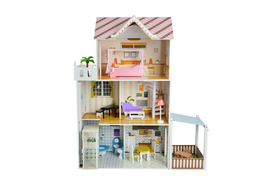 Гра лялькового дому для Barbie Funfit Kids 3045 + terasa + 2 ляльки підсвітка від компанії Інтернет магазин "Дім-сад" - фото 1