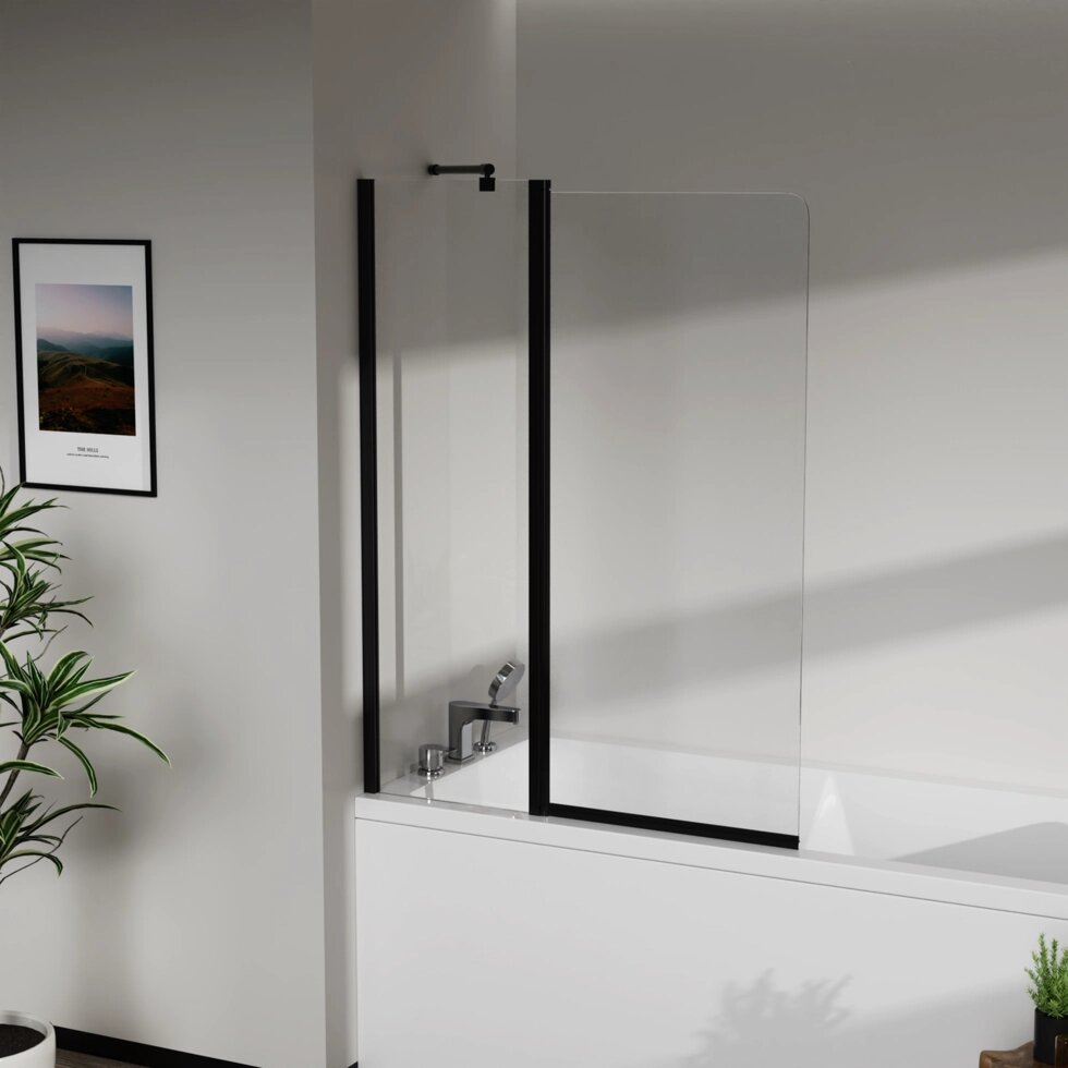 Скляна шторка для ванни AVKO Glass W436 100x140 Black від компанії Інтернет магазин "Дім-сад" - фото 1