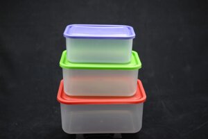 Набір пластикових прямокутних контейнерів (лотків)3в1" з м'якими кришками (лотки об'ємом: 0.8л, 1.2 л, 1.9 л)