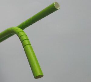 Паперова еко трубочка-гофра для напоїв: L 195мм Ø 6 мм, в упаковці (кол. салатовий)