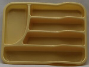 Пластиковий прямокутний лоток-вкладиш у шуфлядку для столових приборів 34 см х 26 см (бежевий колір)