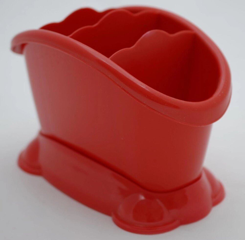 Пластикова підставка-сушарка для столових приборів "Овальна" (червоний колір) від компанії ТОВ "Магія Пласт" - фото 1