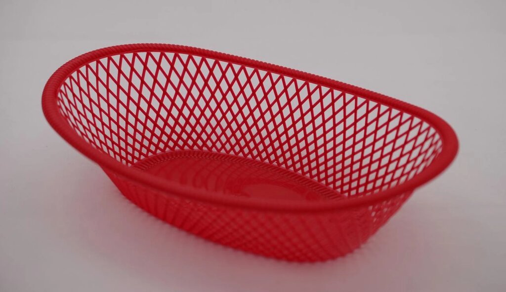Пластиковий овальний кошик для фруктів 27 см х 18 см (червоного кольору) від компанії ТОВ "Магія Пласт" - фото 1