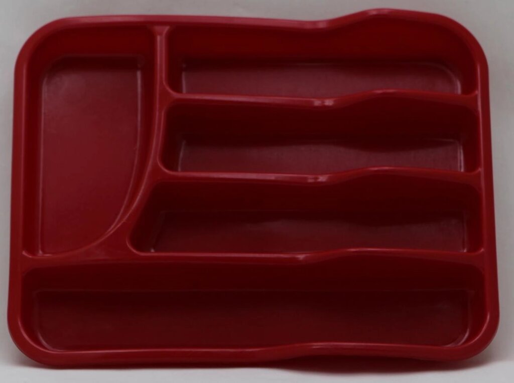 Пластиковий прямокутний лоток-вкладиш у шуфлядку для столового приладдя 34 см х 26 см (червоний колір) від компанії ТОВ "Магія Пласт" - фото 1