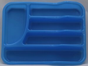 Пластиковий прямокутний лоток-вкладиш у шуфлядку для столового приладдя 34 см х 26 см (блакитний колір)