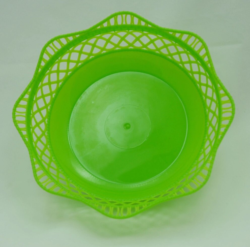 Пластмасовий ажурний круглий кошик для хліба Ø 25 см (салатовий колір) від компанії ТОВ "Магія Пласт" - фото 1
