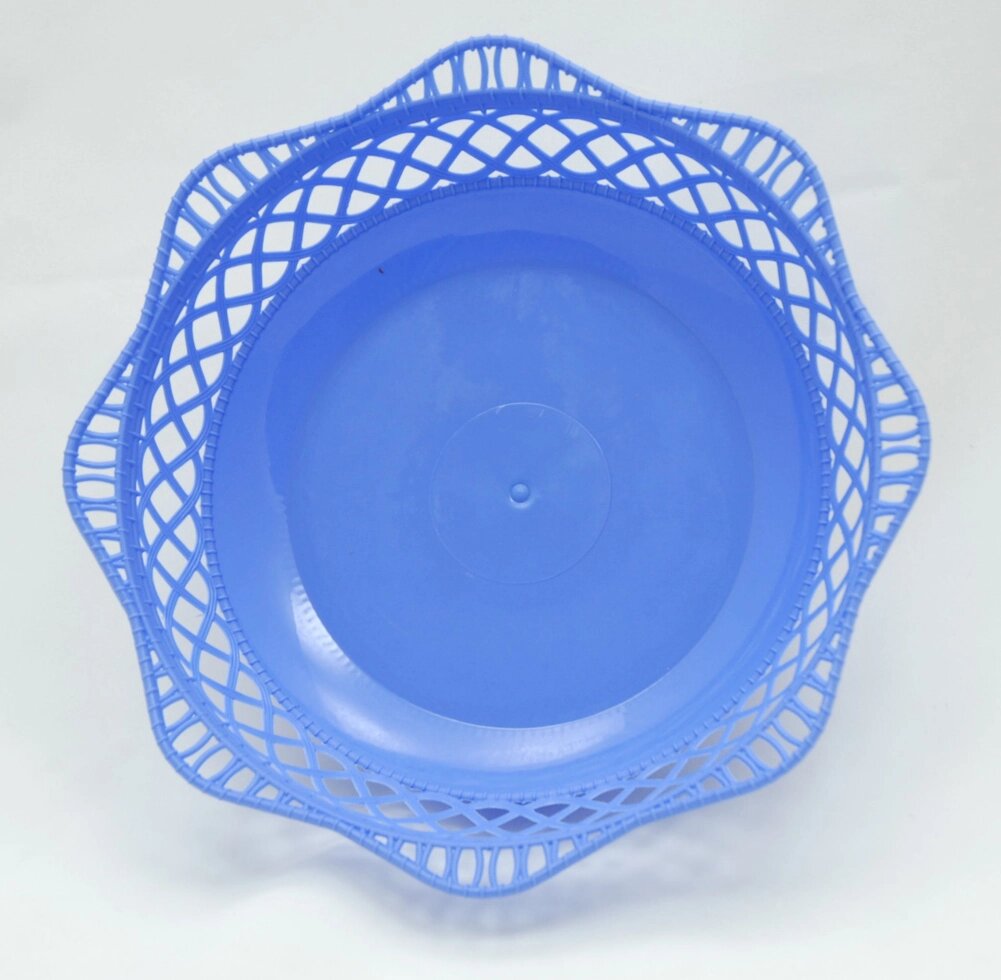 Пластмасовий ажурний круглий кошик для хліба Ø25 см (синій колір) від компанії ТОВ "Магія Пласт" - фото 1