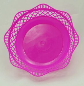 Пластмасовий ажурний круглий кошик для хліба Ø25 см (рожевий колір)