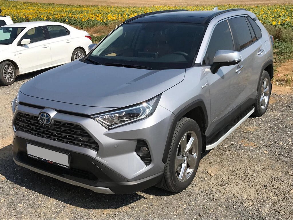 Бокові пороги Tayga Grey (2 шт., алюміній) для Toyota Rav 4 2019-2024 від компанії Digital Designs Ukraine - фото 1