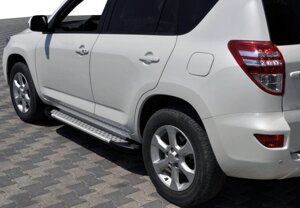 Бокові пороги Allmond Grey (2 шт., алюм) для Toyota Rav 4 2006-2013 років