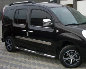 Бічні труби BB002 (2 шт., нерж.) 70 мм, коротка база для Renault Kangoo 2008-2020 рр