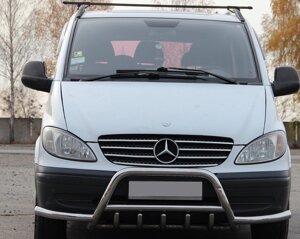 Кенгурятник WT003 з вусами (нерж.) для Mercedes Vito W639 2004-2015рр