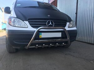 Кенгурятник 60мм (нерж.) з написом, 2010-2015, 60мм для Mercedes Vito W639 рр