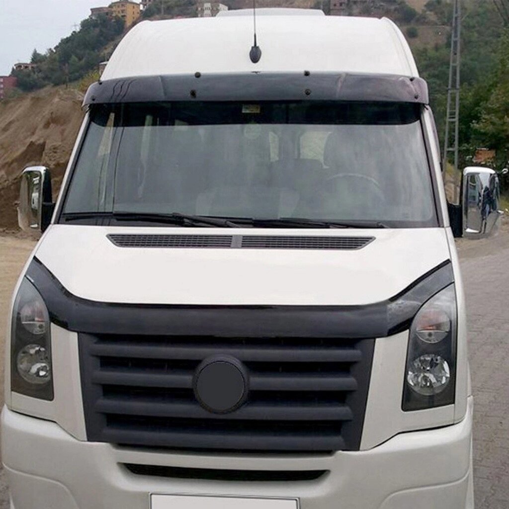 Козирок на лобове скло на рамі V2 (чорний глянець, 5мм) для Volkswagen Crafter 2006-2017рр від компанії Digital Designs Ukraine - фото 1