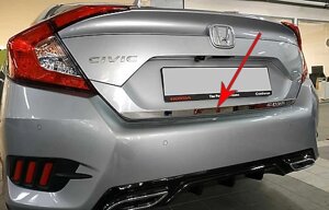 Кромка багажника (нерж) OmsaLine - Італійська нержавійка для Honda Civic Sedan X 2016-2021 рр