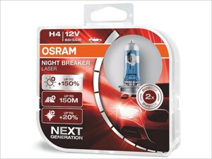 Лампа головного світла Osram H4 60/55W Night Breaker Laser -2024150% 64193NBL150