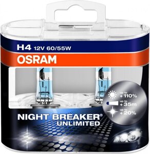 Лампа головного світла Osram H4 60/55W Night Breaker Unlimited -2024110% 64193NBU