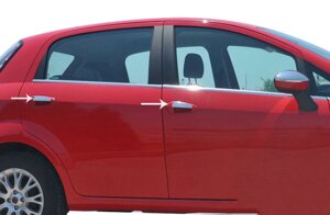 Накладки на дверні ручки (4 дверні., Нерж.) Carmos - Турецька сталь для Fiat Punto Grande/EVO 2006-2018 рр