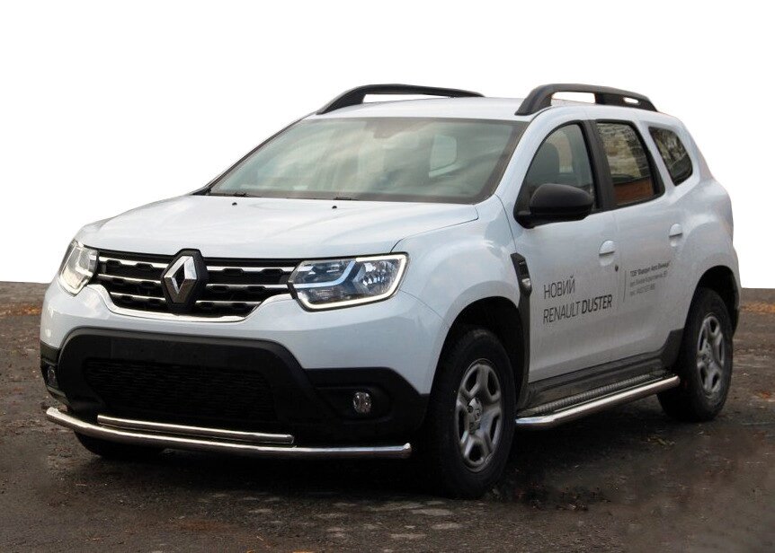 Передній захист F3-10 (нерж.) для Renault Duster 2018-2024 рр від компанії Digital Designs Ukraine - фото 1