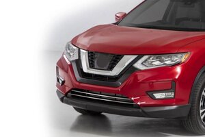 Накладки на решітку бампера (2017-2021, 2 шт, нерж) для Nissan X-trail T32 / Rogue рр