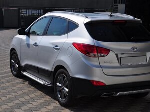 Бокові пороги Allmond Grey (2 шт., алюм.) для Hyundai IX-35 2010-2015рр