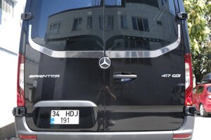 Кромка заднього скла Carmos (2 шт, нерж) для Mercedes Sprinter W907/W910 2018-2024 рр