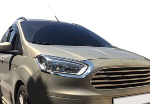 Вії на фари (2 шт., нерж) OmsaLine - Італійська нержавійка для Ford Courier 2014-2023 рр