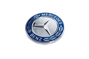 Заглушка замість емблеми на капот Mercedes (синя і хром, 57мм) для Тюнінг Mercedes