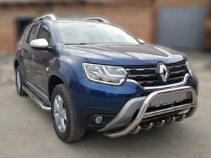 Кенгурятник без напису WT003 (нерж.) для Renault Duster 2018-2024 рр