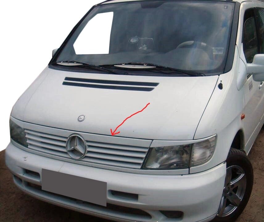 Смужка на решітку (пластик) Чорний мат для Mercedes Vito W638 1996-2003 років від компанії Digital Designs Ukraine - фото 1