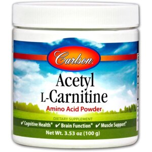 Ацетил карнітин Acetyl-L-Carnitine Carlson Labs порошок амінокислоти 100 г