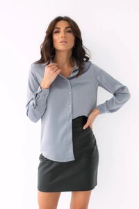 Сатино -блузка з витягнутим назад hot fashion - сірим кольором, s (є розміри)