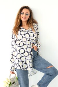 Атласна блуза з малюнком MAESTRO woman - крем, s (розміри)