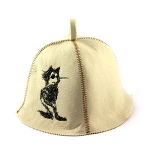 Банна шапка Luxyart "Кіт стиляга", штучне хутро, білий (LA-374)