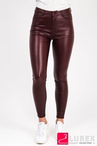 Бургундські розтяжні штани під шкірою Eleganth Deluxe - Бордо Колір, 36p (є розміри)